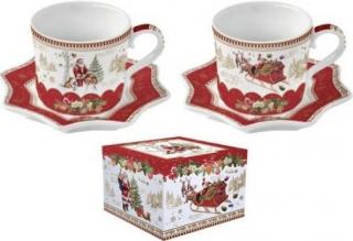 Ünnepi Emlék 2 személyes porcelán espresso szett, dobozban