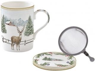 White Forest porcelán bögre fém szûrõvel, tetõvel, dobozban