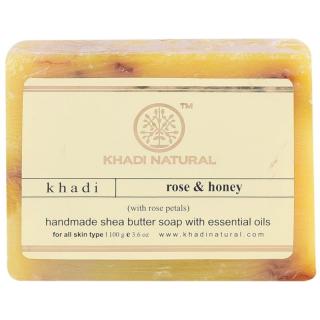 Khadi Natural Ayurvédikus Rózsa  Méz Szappan Rózsaszirmokkal 100 g