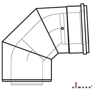 Almeva LIK koncentrikus füstcső könyök idom 87° 60/100 mm PPH/PPH