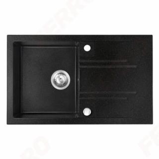 Mosogató 780x480 mm Ferro Mezzo II egymedencés gránit mosogatótálca grafit shine DRGM48/78HA