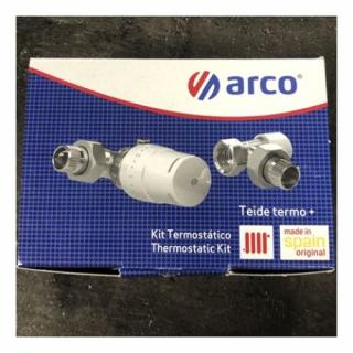 Radiátor szelep szett sarok 1/2" termosztatikus vascsőre Arco KCT-01