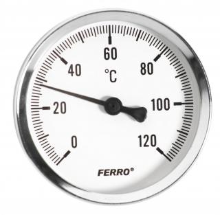 Ferro Hőmérő hátsós csatlakozású 0-120°C, számlap Ø63 mm, 1/2" T63120A