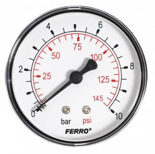 Ferro Nyomásmérő hátsó csatlakozású 10 bar, számlap Ø63 mm, 1/4" M6310A