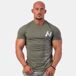 NEBBIA - Férfi fitness póló Vertical logo 293 (khaki) (XL) - NEBBIA