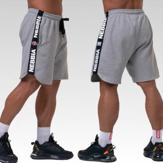 NEBBIA - Férfi fitness rövidnadrág Mr. Olympia 195 (light grey) (L) - NEBBIA