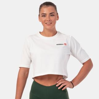 NEBBIA - Fitness crop top Minimalist Logo 600 (cream) (M) - NEBBIA