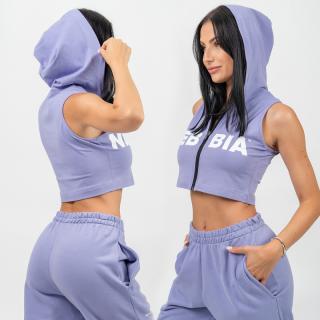 NEBBIA - Ujjatlan cropped melegítőfelső MUSCLE MOMMY 258 (light purple) (L) - NEBBIA