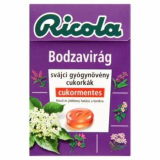 Ricola Bodzavirág Cukormentes Svájci Gyógynövény Cukorka 40 g