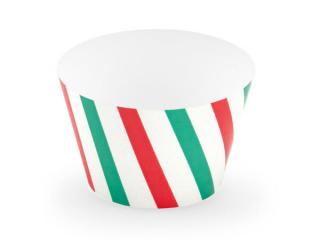 cupcake tartó (6 db/cs) - piros és zöld csíkos