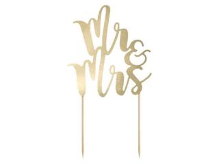 esküvői tortadísz (karton) - Mr és Mrs, arany