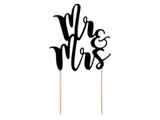 esküvői tortadísz (karton) - Mr és Mrs, fekete