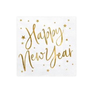 szalvéta 33x33 cm 3 rétegű (20 db/cs) - Happy New Year, fehér