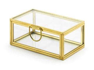 üveg gyűrűtartó doboz - arany kerettel