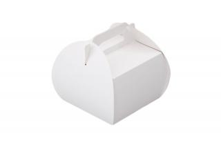 Piskótafüles fehér süteményes doboz kicsi (14x14x10 cm)