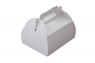 Piskótafüles fehér süteményes doboz közepes (20,5x16x10 cm)
