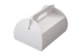 Piskótafüles fehér süteményes doboz nagy (27x19x10 cm)