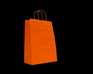 Színes sodrottfüles papírtáska 26x35+12 cm narancssárga