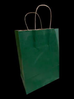 Színes sodrottfüles papírtáska 32x41+12 cm zöld