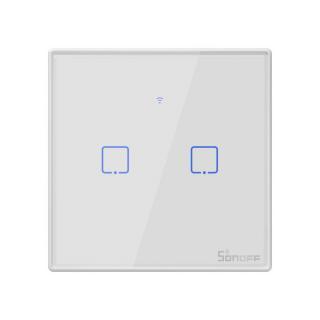 Sonoff TX T2 EU 2C WiFi + RF vezérlésű, távvezérelhető, érintős dupla/csillár villanykapcsoló