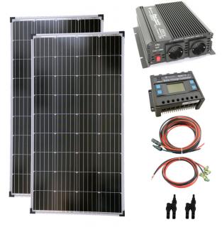 Szigetüzemű napelem rendszer 2x170w napelem + 1000w inverter + 30A töltővezérlő