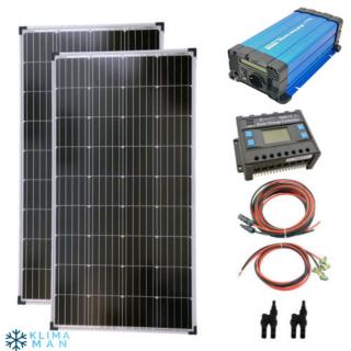 Szigetüzemű napelem rendszer 2x170w napelem + 1000w szinusz inverter + 30A töltővezérlő