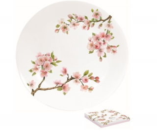 Porcelán desszerttányér 19cm, díszdobozban, Sakura