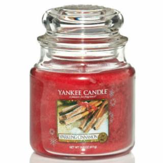 SPARKLING CINNAMON KÖZEPES ÜVEGGYERTYA, Yankee Candle