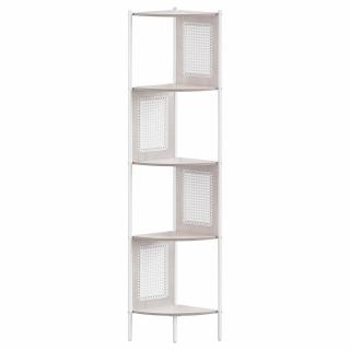 5 szintes sarokpolc, könyvespolc polirattan oldalakkal, 156x32x32 cm, zab bézs