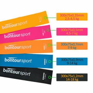 Bontour Latex Mini Band, Láberosíto gumiszalag, Fitness Szalag Szett (5db)