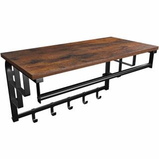 Falra szerelhető kabáttartó, ruhafogas 66x30x27 cm, rusztikus barna és fekete
