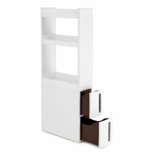 műanyag tároló fiókok kekkel, tárolókocsi 2 fiókkal, 45x17x106,5 cm, fehér