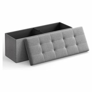 Tároló puff, tároló pad összecsukható ottomán 120 L, 110 x 38 x 38 cm világosszürke