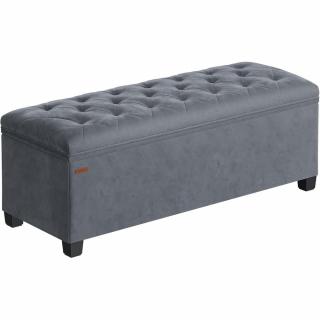 Ülőpad tárolóhellyel, bársonyos tárolóláda, szürke