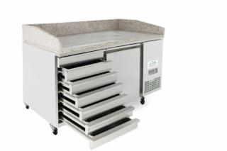 Egyajtós hűtött pizzaasztal gránit munkalappal 7 fiókkal 100 liter Ice-A-Cool by Atosa