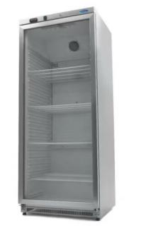Maxima Hűtőszekrény - 600L - rozsdamentes acél - üvegajtóval