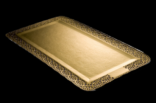 Arany tortatálca 30x42 cm téglalap alakú csipke szélű