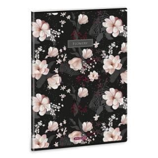 Ars Una A/4 extra kapcsos füzet Flowery black virágos - vonalas