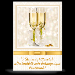 Ars Una esküvői extra borítékos képeslap F pezsgőpoharas (6380)