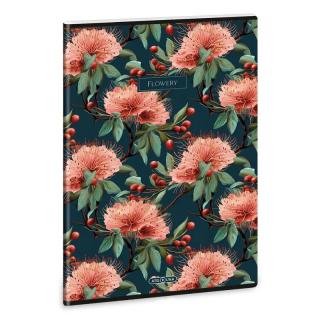 Ars Una virágos Flowery Green A/4 extra kapcsos füzet négyzetrácsos kockás
