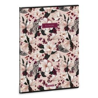 Ars Una virágos Flowery Pink A/4 extra kapcsos füzet négyzetrácsos kockás