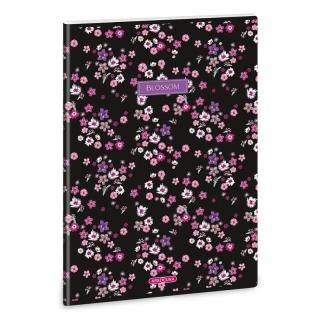 Ars Una virágos Pearl Blossom black A/4 extra kapcsos füzet négyzetrácsos kockás