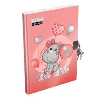 Emlékkönyv  A/5 keményfedeles lakattal víziló mintás Lizzy Card Tiny Hippo