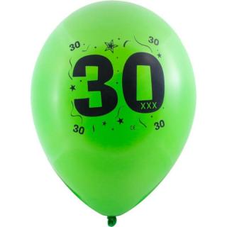 Évszámos 30. gumi lufi 30 cm-es 10 db-os csomag vegyes színekkel