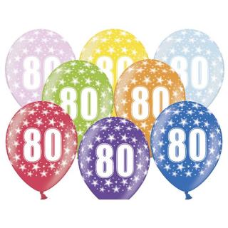 Évszámos 80. gumi lufi metál 30 cm-es 5 db-os csomag vegyes színekkel
