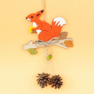 Filc akasztható őszi tobozos dekor mókus narancssárga SFT107159