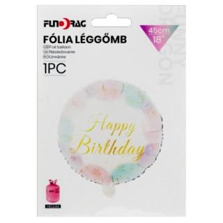 Fólia lufi Happy Birthday születésnapi pasztell 45 cm 646132