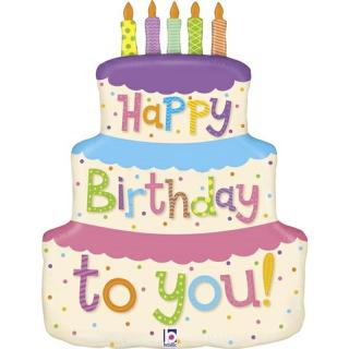 Fólia lufi "Happy Birthday to you" torta formájú 69 cm 35863