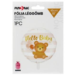 Fólia lufi Hello Baby felirattal macis babaváró 45 cm 646149