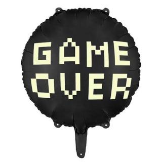 Fólia lufi legénybúcsúra Game Over felirattal fekete színű 45 cm 029194